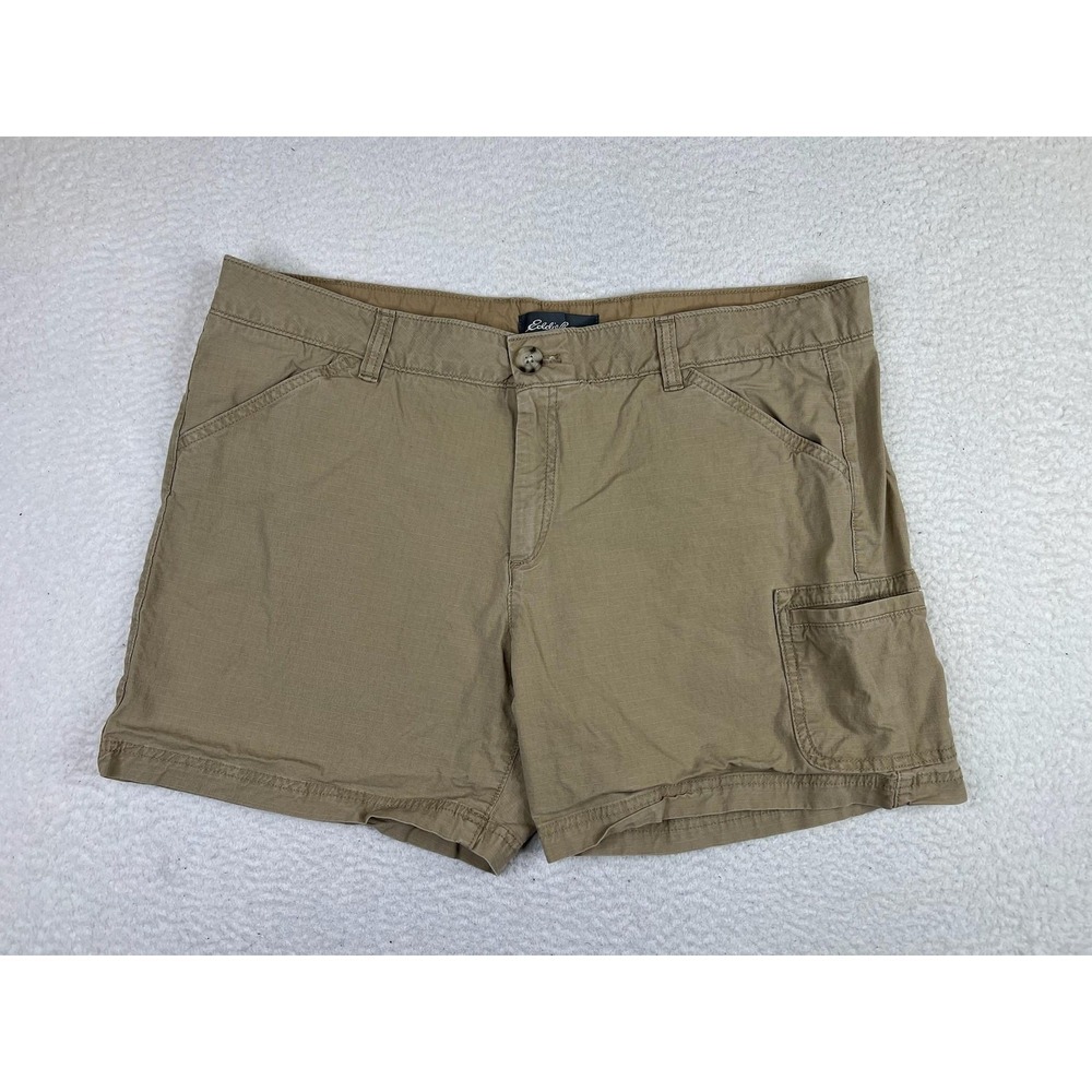 Eddie Bauer Womens 18 Beige Cargo Shorts Stretch Cotton Casual Summer 5937